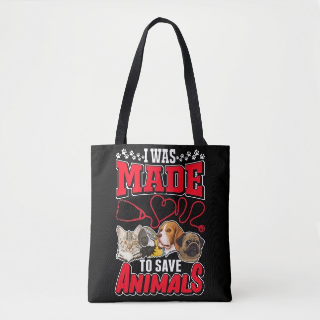 Proud Vet Tech Liebe Tiere Tierärztlich Tasche (Vorderseite)