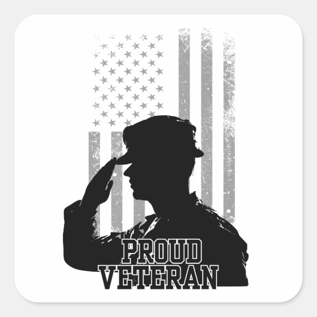 Proud Veteran Quadratischer Aufkleber (Vorderseite)