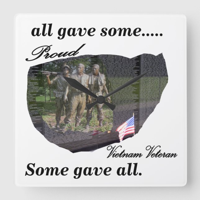 Proud Vietnam Veteran Clock Quadratische Wanduhr (Vorderseite)