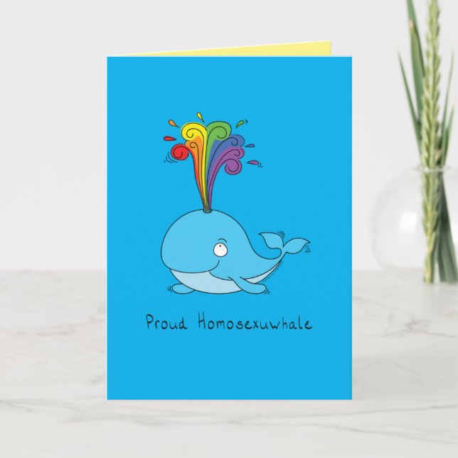 Proud Whale Gay Pride LGBTQ Karte (Vorderseite)