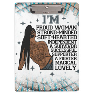 Proud Woman Black Queen Melanin Sista Shopp Klemmbrett