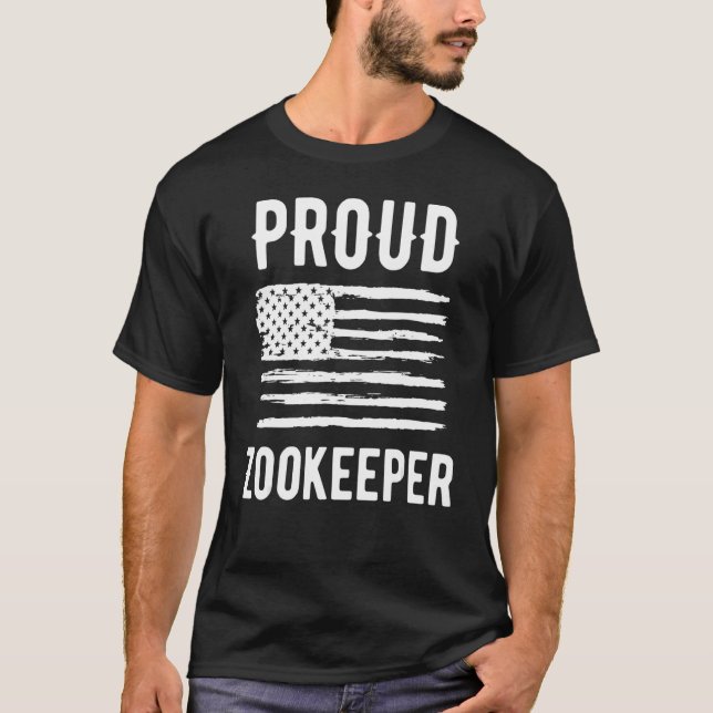 Proud Zookeeper Profession American Flag T-Shirt (Vorderseite)