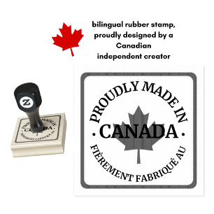 Proudding Made in Canada Bilingual English French Gummistempel