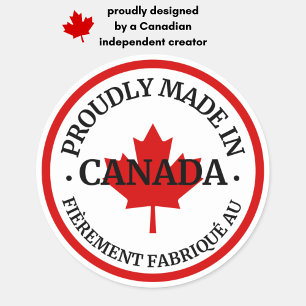 Proudding Made in Canada/Fabriqué au Canada Eng-Fr Runder Aufkleber