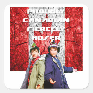 Proudly Canadian - Bob & Doug McKenzie Quadratischer Aufkleber