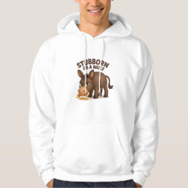 Proudly stubborn – grumpy cartoon mule with funny  hoodie