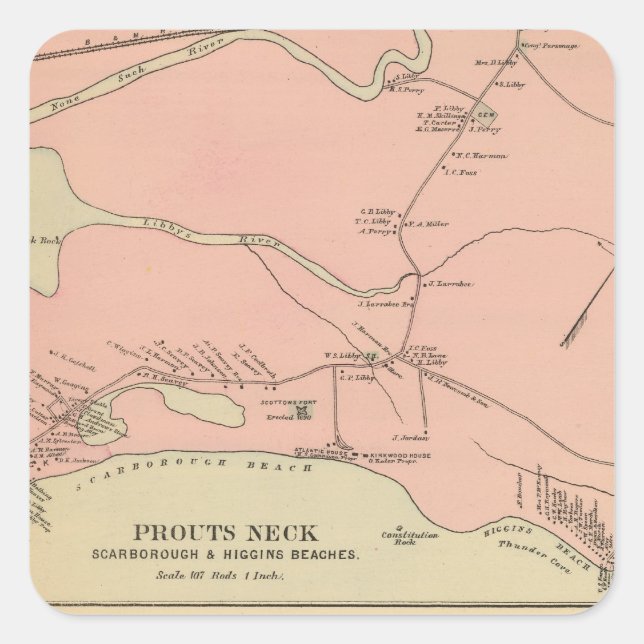Prouts Neck Scarborough, Higgins Strände Quadratischer Aufkleber (Vorderseite)
