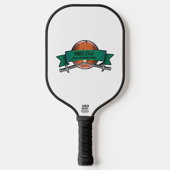 Prov. 27:17 Iron Sharpens Iron Grunge Version Pickleball Schläger (Vorderseite)