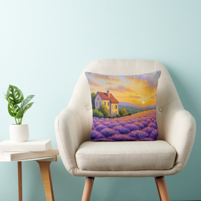 Provençal Lavender Sunset Pillow Kissen (Stuhl )