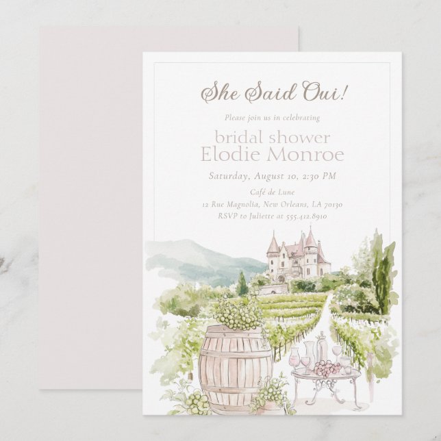 Provence Elegante Einladung (Vorne/Hinten)