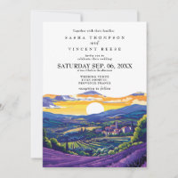 Provence France Hochzeitseinladung Retro