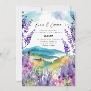 Provence France Lavender Aquarell Hochzeit Einladung