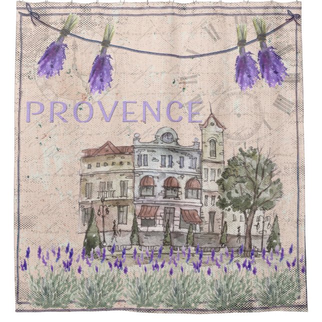 Provence France Lavender Blume Sommer Liebe Duschvorhang (Vorderseite)