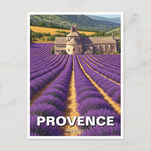 Provence France Lavender Fields Abbaye de Sénanque Postkarte (Vorderseite)