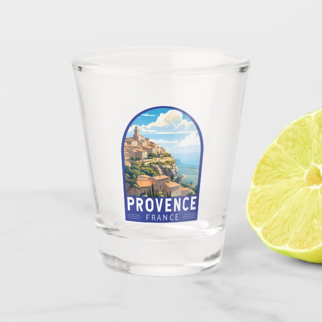 Provence France Travel Art Vintag Schnapsglas (Vorderseite)