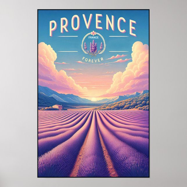 Provence Frankreich - Lavender Fields Vintage Trav Poster (Vorne)
