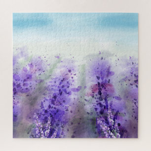 Provence Lavendel: Vintages Wasserfarbfeld