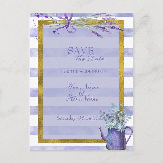 Provence Lavender Lila Blume Save the Date Ankündigungspostkarte (Vorderseite)