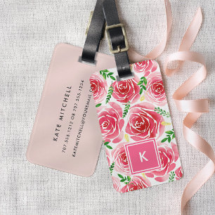 Provence Rose Monogramm Gepäckanhänger