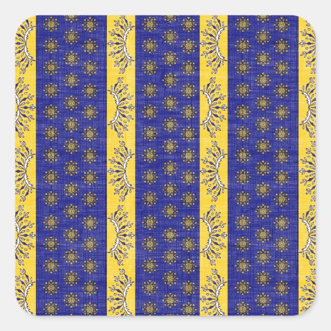 Provence Süd-Frankreich Französisches Blaues/Golde Quadratischer Aufkleber (Vorderseite)