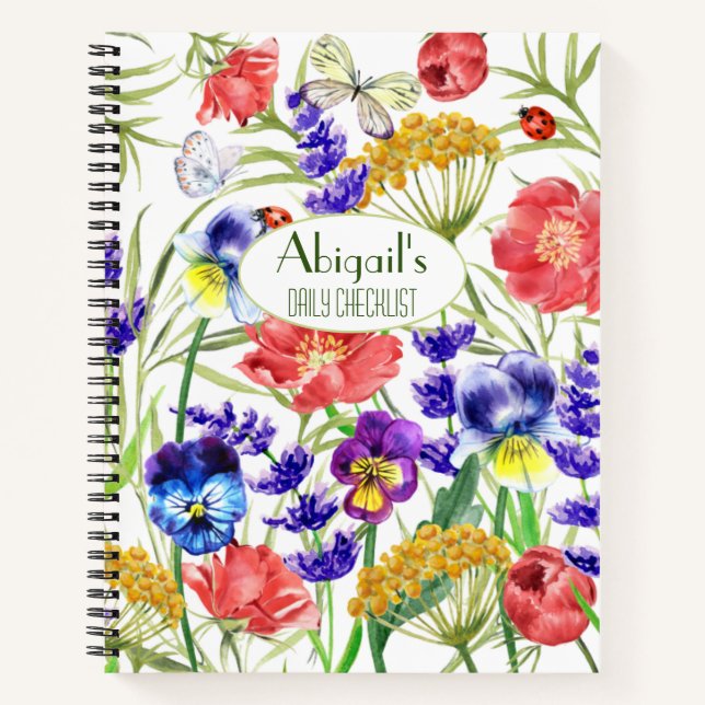 Provence Wasserfarbene Blume Notizbuch (Vorderseite)