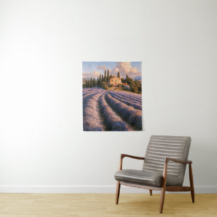 Provenzalische Lavendelfelder und Landhausvilla Wandteppich