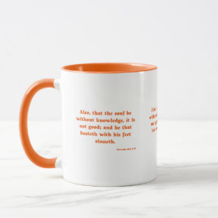 Proverbes 19:2 KJV Bible Verse Mug à deux tons