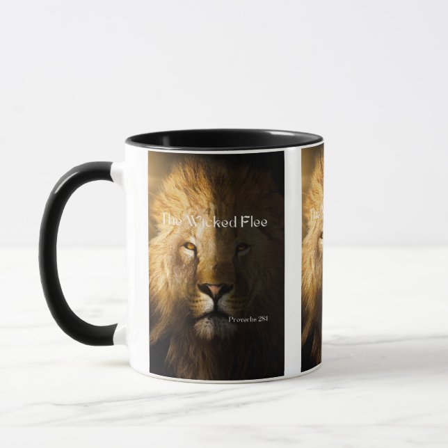 Proverbes 28:1 Citation Bible KJV Mug à deux tons (Gauche)