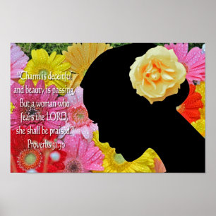 Proverbes 31 Christian Poster Flowers Écriture