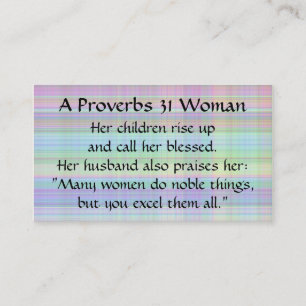 Proverbes 31 Femme Maman Carte d'appel Madras Plai