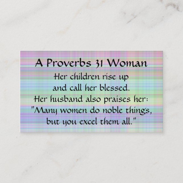 Proverbes 31 Femme Maman Carte d'appel Madras Plai (Devant)