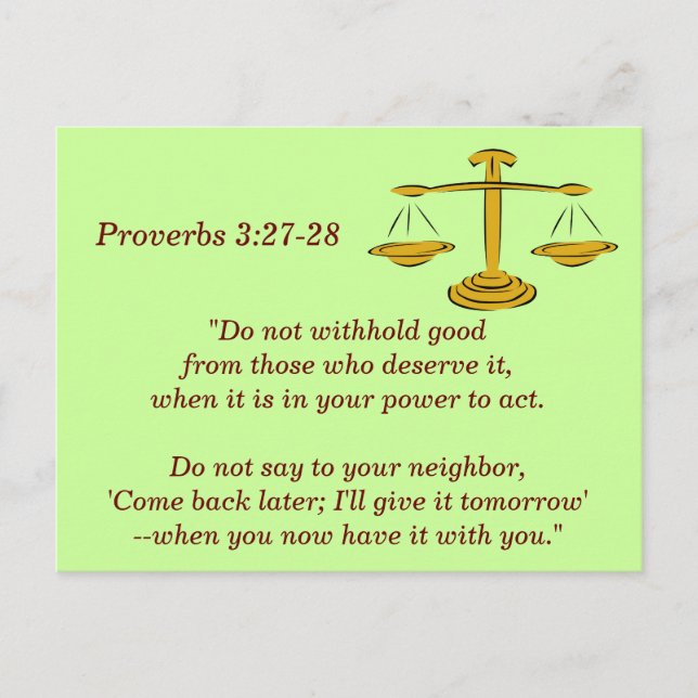 Proverbes 3:27-28 Bible Verse carte mémoire (Devant)