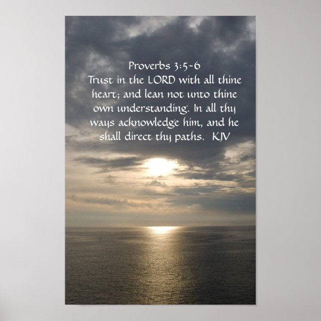 Proverbes 3:5- 6 poster texte blanc (Devant)