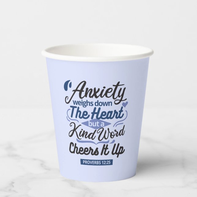 Proverbs 12:25 Bible Verse – Kind Word Art Pappbecher (Vorderseite)