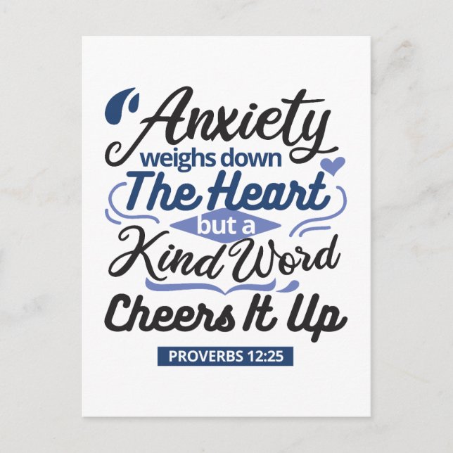 Proverbs 12:25 Bible Verse – Kind Word Art Postkarte (Vorderseite)