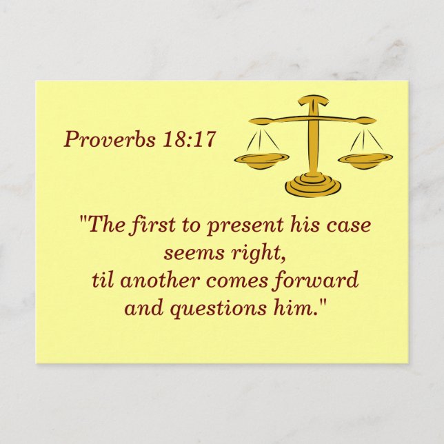 Proverbs 18 17 Justice Bible Verse Memory Card Postkarte (Vorderseite)