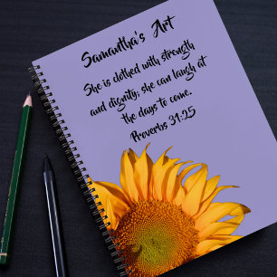 Proverbs 31:25 Bibelverse Sonnenblumen Sketchbook Notizbuch