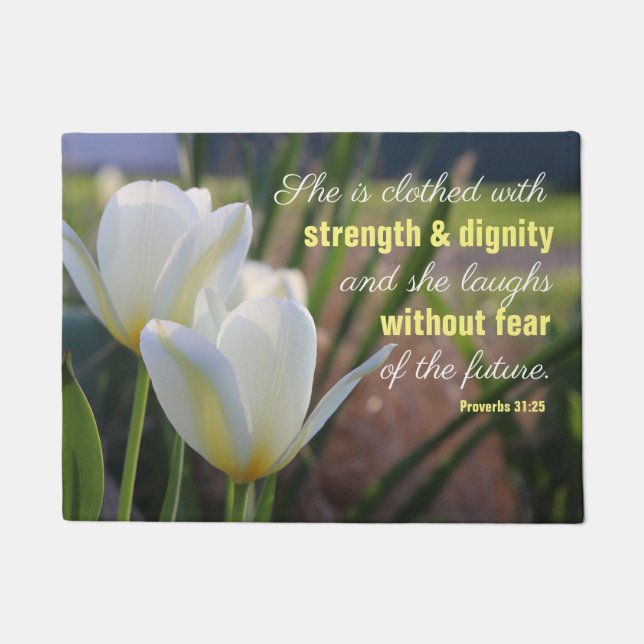 Proverbs 31:25 Blumenkohl Fußmatte (Vorderseite)