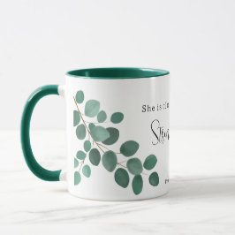 Proverbs 31:25 Eukalyptus Inspirational Scripture Tasse
