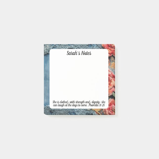 Proverbs 31:25 Notes Bible Verse Floral  Post-it Klebezettel (Vorderseite)