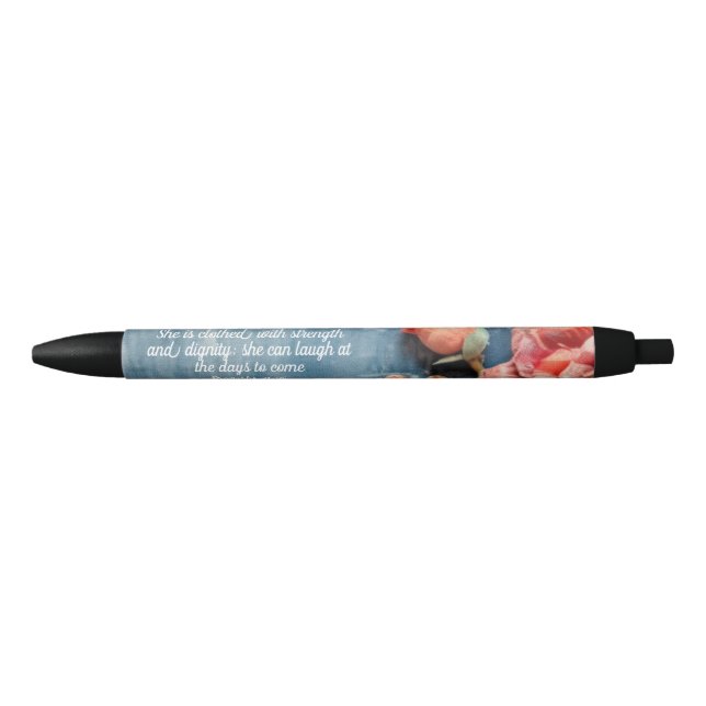Proverbs 31:25  Pen Inspiring Bible Verse Floral Kugelschreiber (Vorderseite)