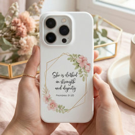 Proverbs 31:25 Strength and Dignity Floral iPhone 15 Pro Hülle