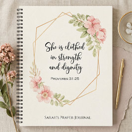 Proverbs 31:25 Strength and Dignity Personalized Notizbuch