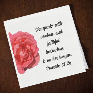 Proverbs 31:26 Rose für Christliche Lehrkräfte im  Serviette