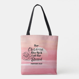 Proverbs 31:28 "Mutter" Tote Bag - Rose Design Tasche