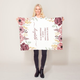 Proverbs 31 Elegante pastellrosa Blume Fleecedecke