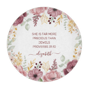 Proverbs 31 Elegante pastellrosa Blume Schneidebrett