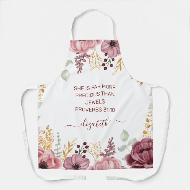 Proverbs 31 Elegante pastellrosa Blume Schürze (Vorderseite)