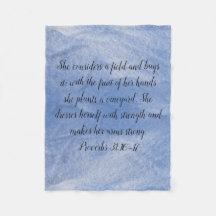 Proverbs 31 Frauenvlies Blanket Blau