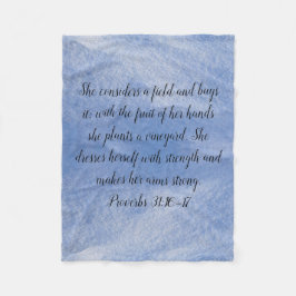Proverbs 31 Frauenvlies Blanket Blau Fleecedecke